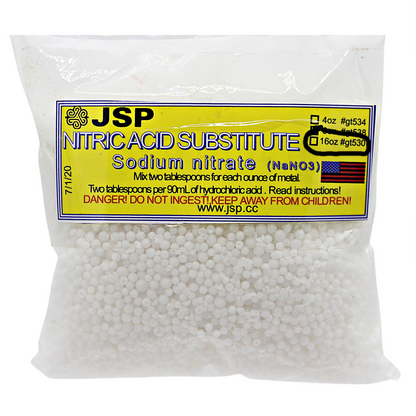 JSP & GTE Nitric Acid Substitute Sodium Nitrate for Gold Refining & Recovery - Reagent Grade (4 oz, 8 oz , & 16 oz bag)