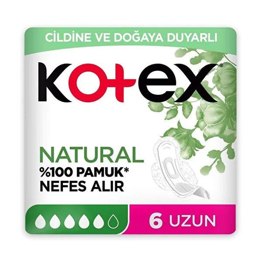 Kotex Natural Sanitary Pads Ultra Long - Hypoallergenic & Organic Cotton Menstrual Products for Sensitive Skin