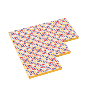 Yellow Floral Spanish Tile for Floor & Wall - Custom Printed  - Made Using LEGO® Parts