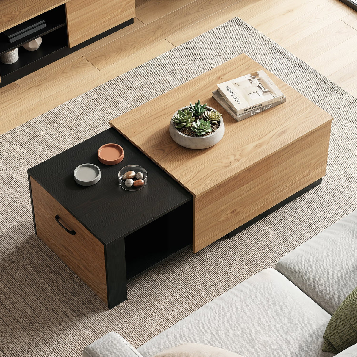 Extendable Coffee Table with Hidden Storage Compartment