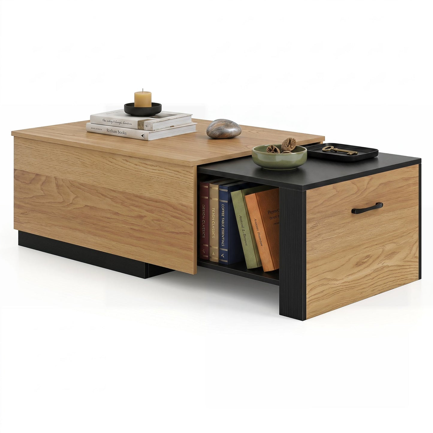 Extendable Coffee Table with Hidden Storage Compartment