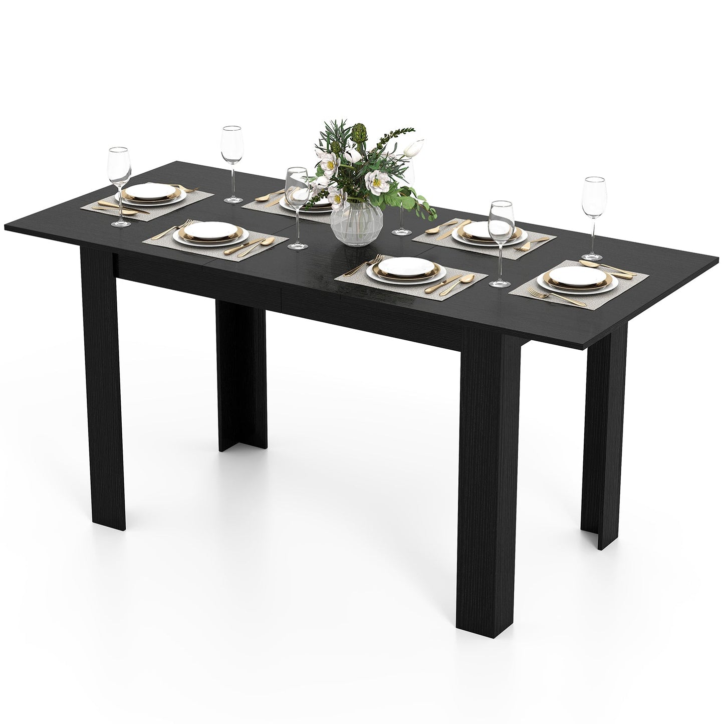 Extendable Dining Table for 4-8 People 47"-62" Large Rectangular Kitchen Table