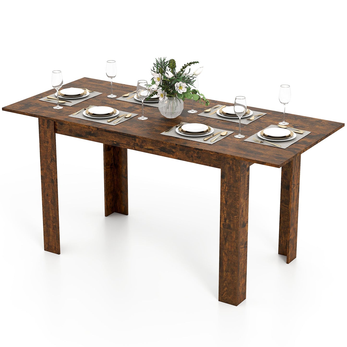 Extendable Dining Table for 4-8 People 47"-62" Large Rectangular Kitchen Table