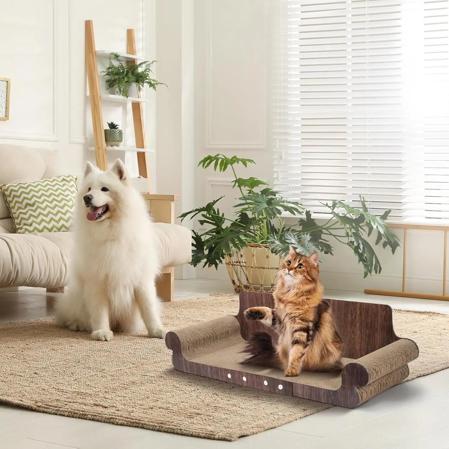 Extra Large Cat Scratcher Bed, 32” Cardboard Cat Couch & Lounger
