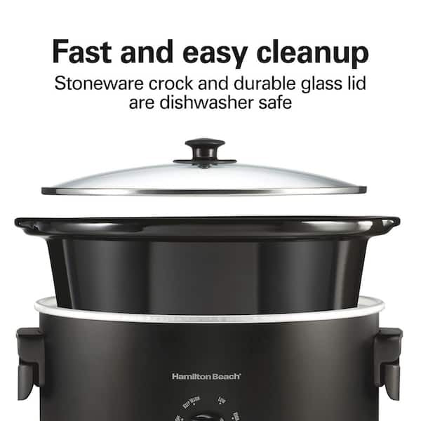 Hamilton Beach 7 qt. Black Slow Cooker with Folding Handles