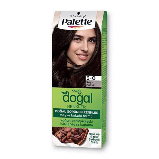 Palette Natural Colors 3-0 Dark Brown Hair Dye: Natural-Looking Color, Argan Oil Shine & Softness
