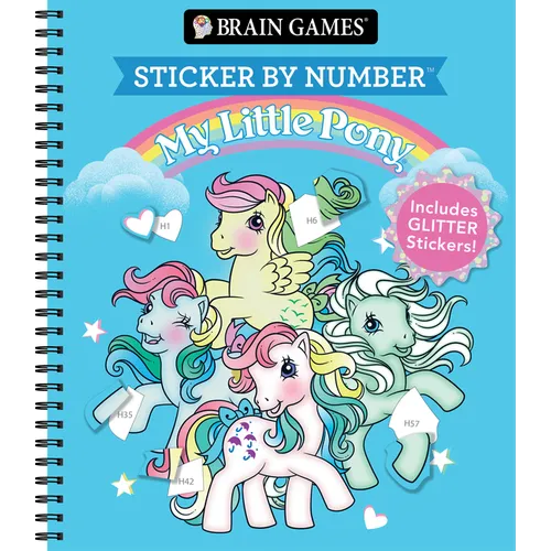 Brain Games - Sticker by Number: My Little Pony - For All Ages Includes Glitter Stickers Perforated, Spiral Bound Nostalgic Activity Book Gift - Spiral