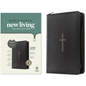 NLT Large Print Thinline Reference Zipper Bible, Filament Enabled (Leatherlike, Black Cross, Indexed, Red Letter) - Imitation Leather