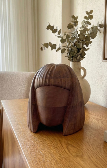 Wooden Women Head Sculpture