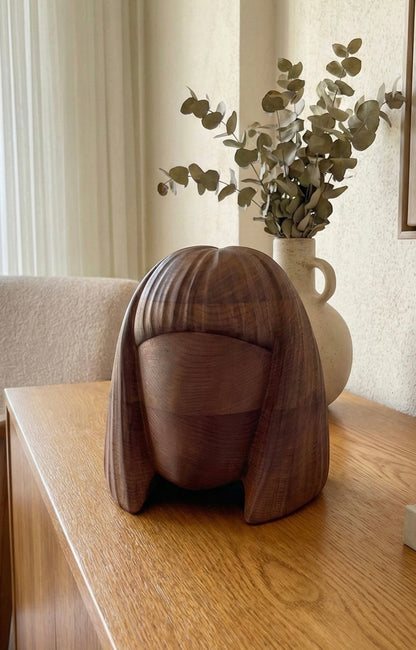 Wooden Women Head Sculpture