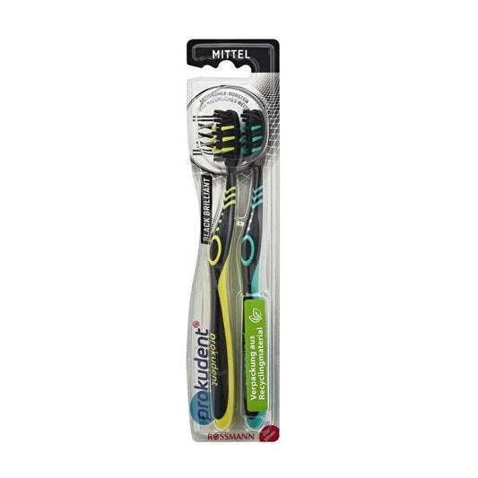 Prokudent Active Carbon Toothbrush - Medium Hardness, Ergonomic Design, 2-Pack - German Quality Manual Toothbrush for Effective Oral Hygiene