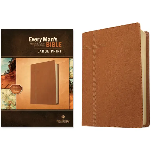 Every Man's Bible Nlt, Large Print (Leatherlike, Pursuit Saddle Tan) - Imitation Leather