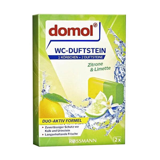 Domol Toilet Freshener Block with Lemon Fragrance & Hanging Apparatus - Long Lasting Hygiene & Freshness