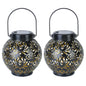 2Pcs Solar Powered Hanging Lights Outdoor Waterproof Decorative Hollow Lantern Lamps  
Warm White Retro Style Decorative Landscape Lights For Patio C