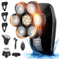 Bald Men's 5-in-1 Electric Rotary Razor Kit: Rechargeable, Cordless, IPX6 Waterproof, Dry/Wet Grooming with 3 Combs