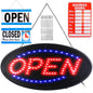 LED Open Sign 18.7x9.45in Business Neon Open Sign Advertisement Board with Steady Flashing Modes Business Hours and Open Closed Sign