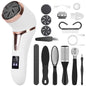 17Pc Electric Foot Callus Remover w/ Vacuum Foot Grinder, Rechargeable Foot File w/ 3 Grinding Heads, 2 Speeds - Foot Care