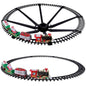 Electric Train Set Kid Toy Xmas Steam Train Kit Tree Surround Track Battery Operated with Sound Light Santa Claus Christmas Gift