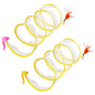 2Pcs Foldable Cat Tunnel with Bell Feather Mouse Toys Collapsible Indoor Cat Spring Tube with Interactive Toy for Kittens Cats