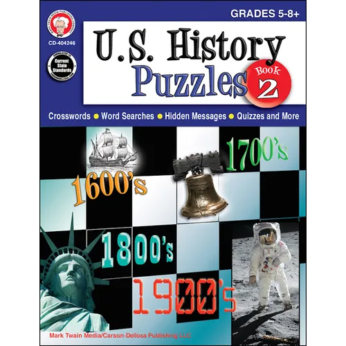 U.S. History Puzzles, Book 2, Grades 5 - 8 - Paperback