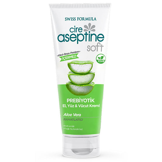 Cire Aseptine Soft Aloe Vera Cream: Soothing, Prebiotic, & Nourishing Moisturizer for Sensitive Skin - 75ml