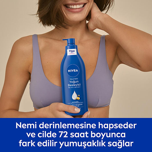 Nivea Body Moisturizer - 72 Hour Hydration for Dry Skin, Rich in E Vitamin and Almond Oil