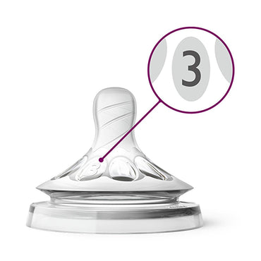 Philips Avent Natural Baby Bottle Nipple 3 Hole Medium Flow for 3+ Months Old - Comfortable & Natural Feeding Experience