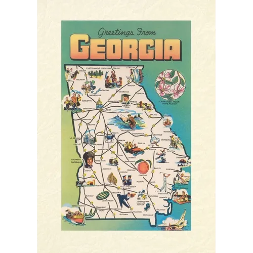 Vintage Lined Notebook Greetings from Georgia, Map - Paperback