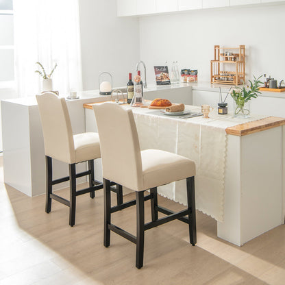 2 Pcs Fabric Nail Head Counter Height Dining Side Chairs Set