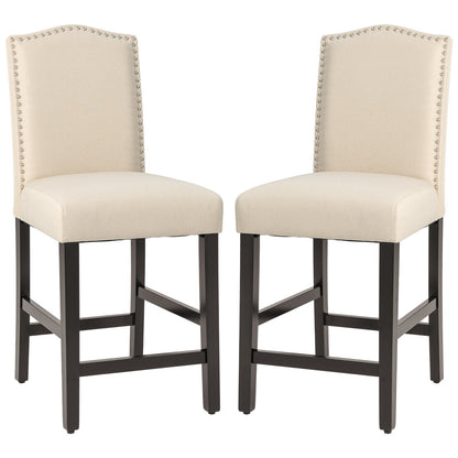 2 Pcs Fabric Nail Head Counter Height Dining Side Chairs Set