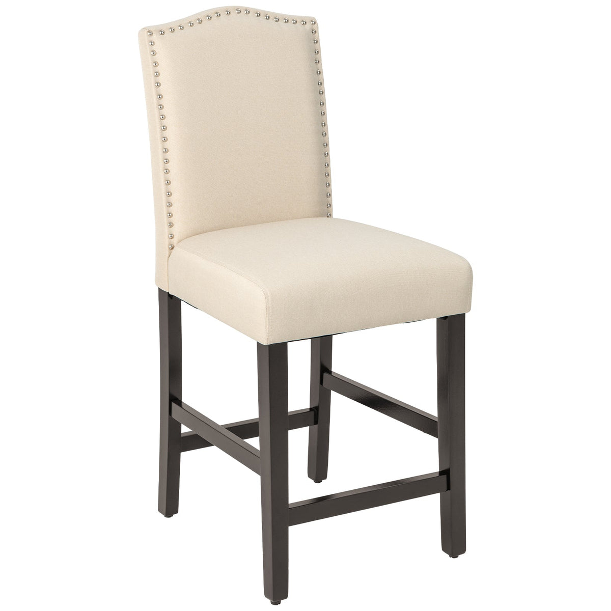 2 Pcs Fabric Nail Head Counter Height Dining Side Chairs Set