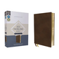 Niv, Thinline Bible, Passaggio Setting, Leathersoft, Brown, Red Letter, Comfort Print: Elegantly Uniting Single and Double Columns Into One Passaggio - Imitation Leather