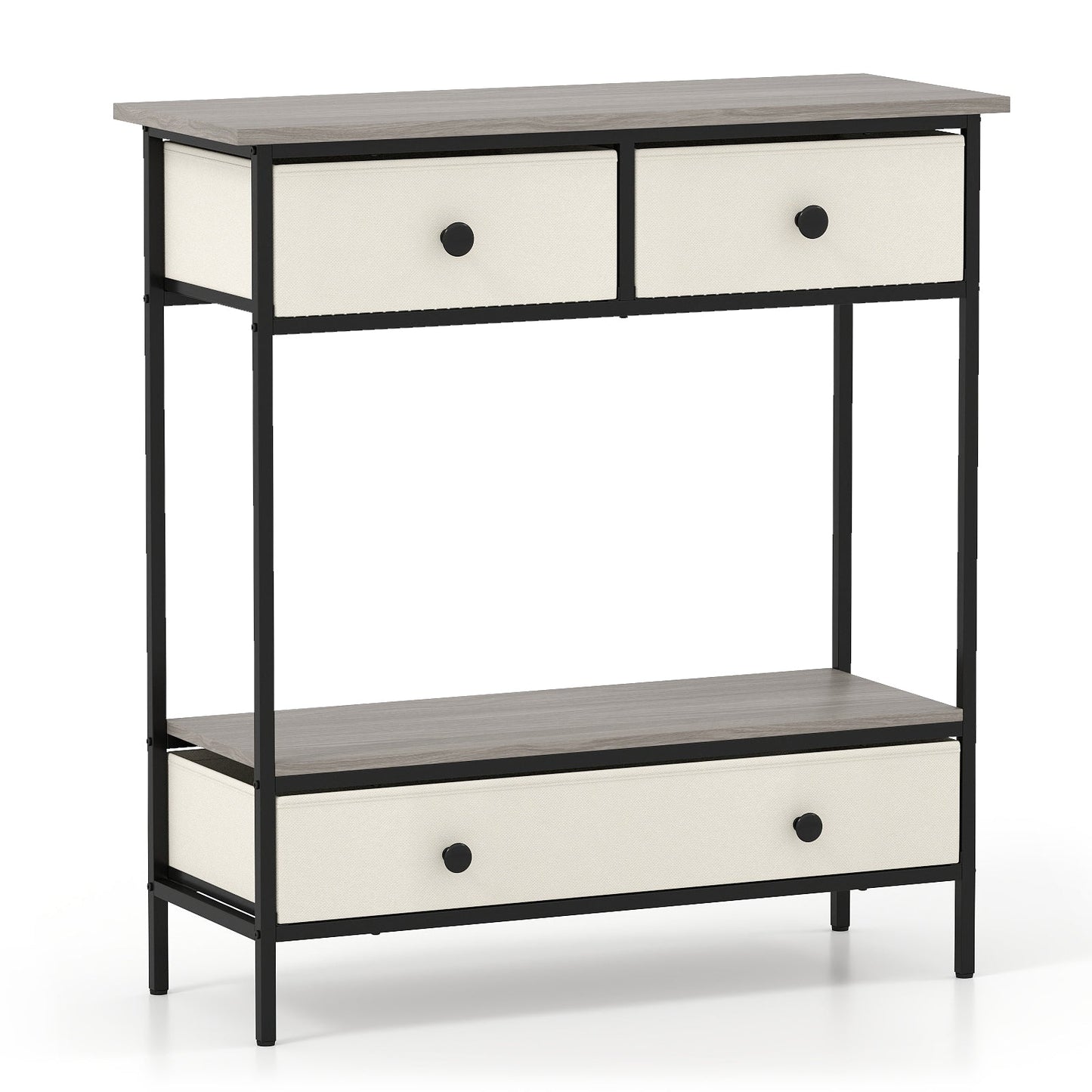 Farmhouse Console Table with Open Storage Shelf for Hallway-Gray