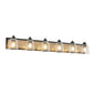 Farmhouse Vanity Light Fixture | 3/4/5/6-Light Bathroom Wall Sconce with Clear Seeded Glass Shades & Antique Wood Backplate