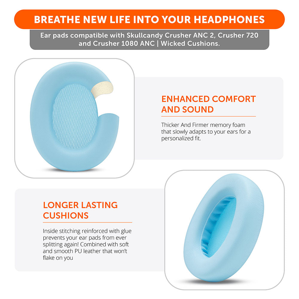 Upgraded Skullcandy Crusher ANC 2 Earpads - WC PadZ Crusher ANC 2