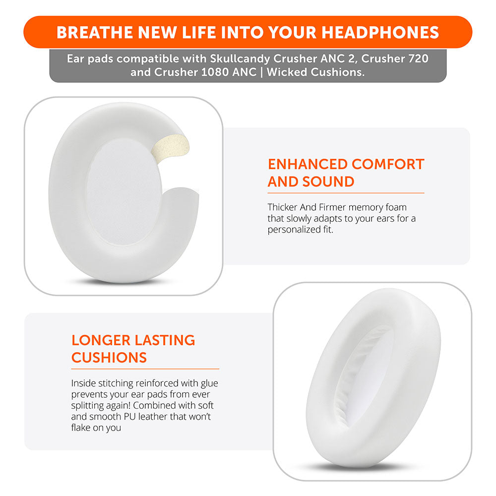 Upgraded Skullcandy Crusher ANC 2 Earpads - WC PadZ Crusher ANC 2
