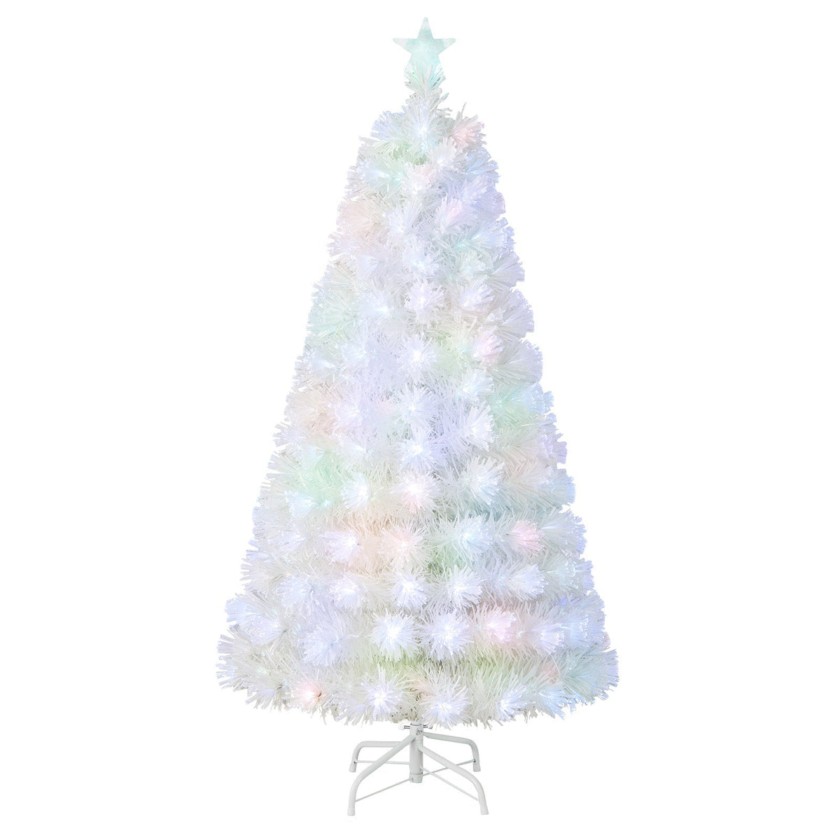 6/7 Feet Pre-Lit Fiber Optic White Snow-Flocked Artificial Christmas Tree