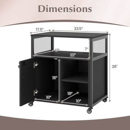 Mobile File Cabinet with Charging Station on Wheels