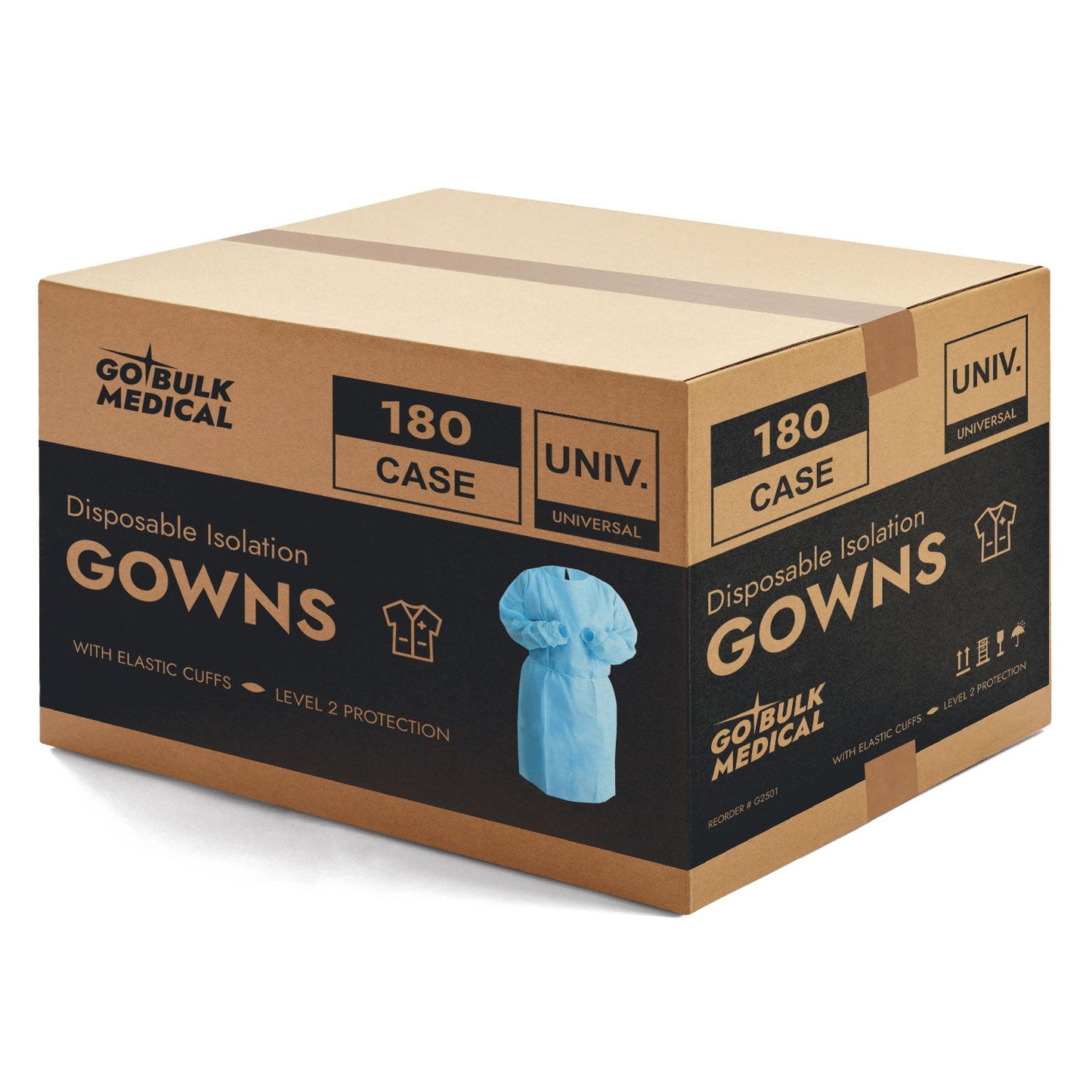Pallet Disposable Isolation Gowns with Elastic Cuffs - 20 Cases (3,600 Gowns) Universal Size Level 2 SMS - Blue