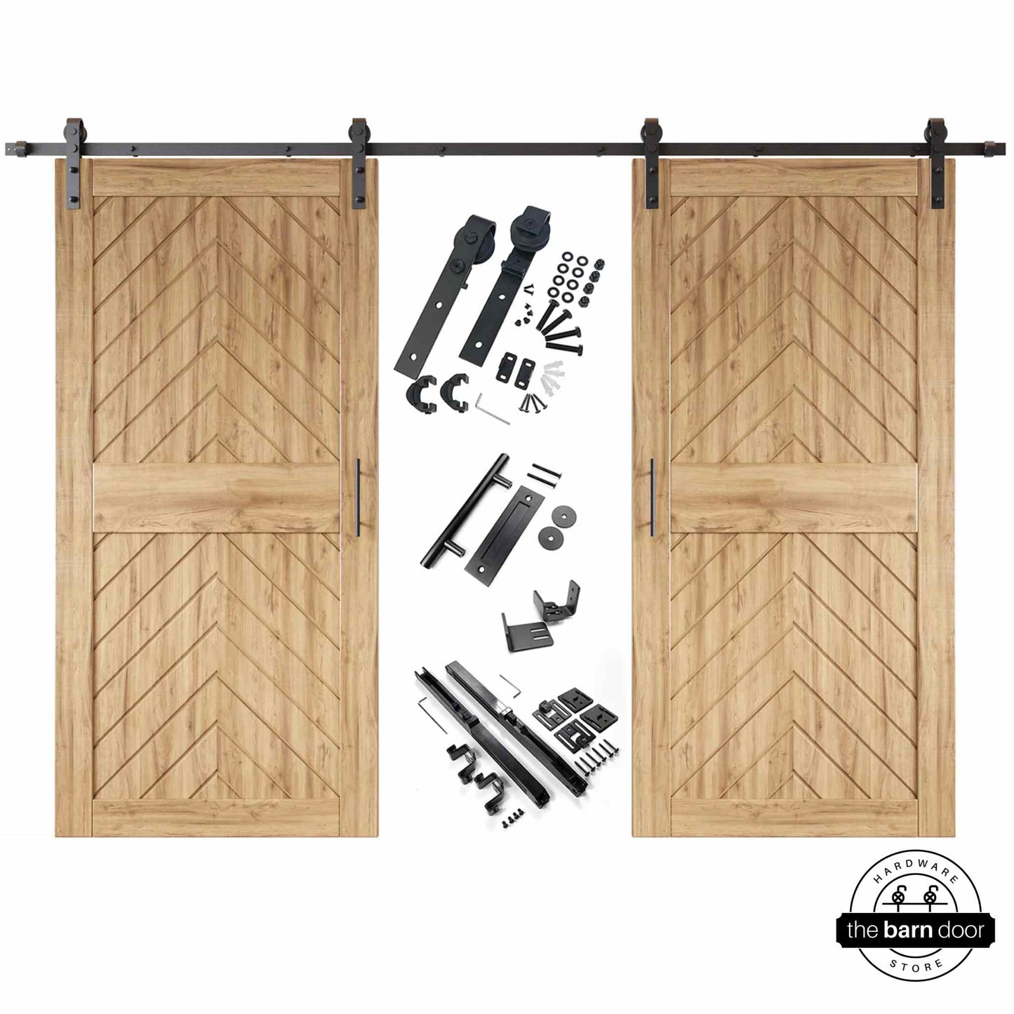 Fishbone Double Barn Door Kit | Black Hardware