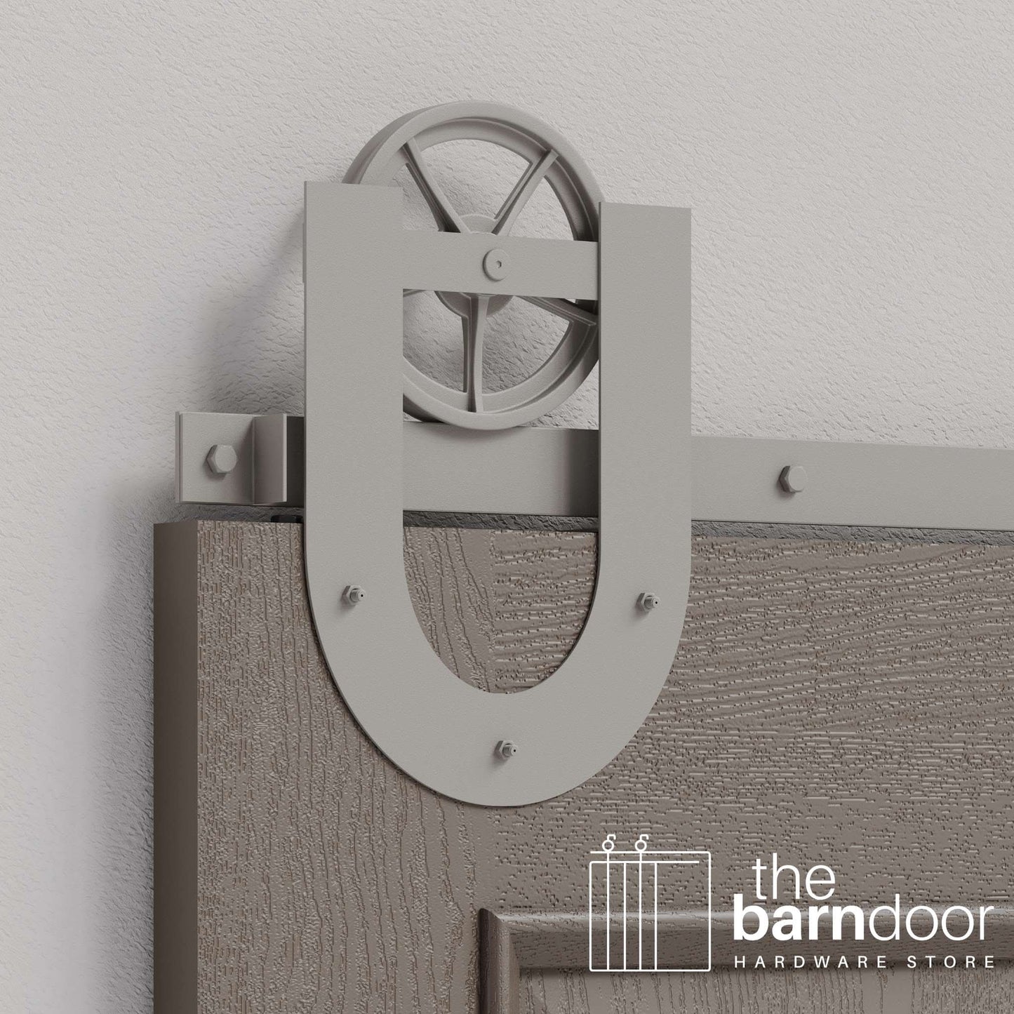 Wagon Wheel Horseshoe Heavy Duty Sliding Barn Door Hardware Kit