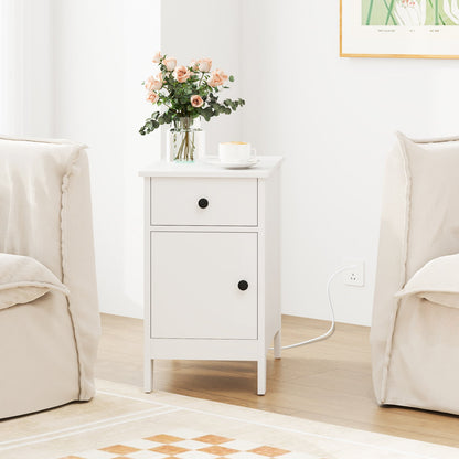 Flip Top End Table with Charging Station USB Ports Outlets and Drawer