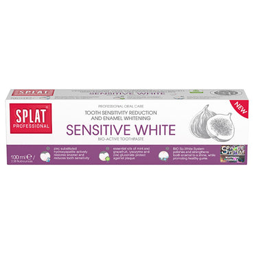 Splat Professional Sensitive White Toothpaste for Sensitive Teeth - Natural Whitening, Strengthens Enamel, SLES Free - 3.38 fl oz