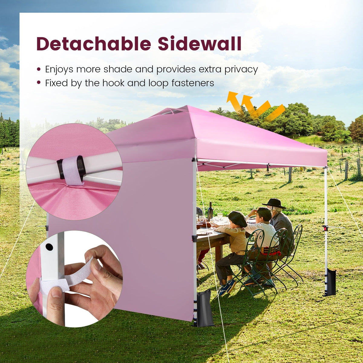 10 x 10 Feet Foldable Commercial Pop-up Canopy with Roller Bag and Banner Strip