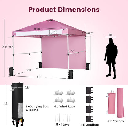 10 x 10 Feet Foldable Commercial Pop-up Canopy with Roller Bag and Banner Strip