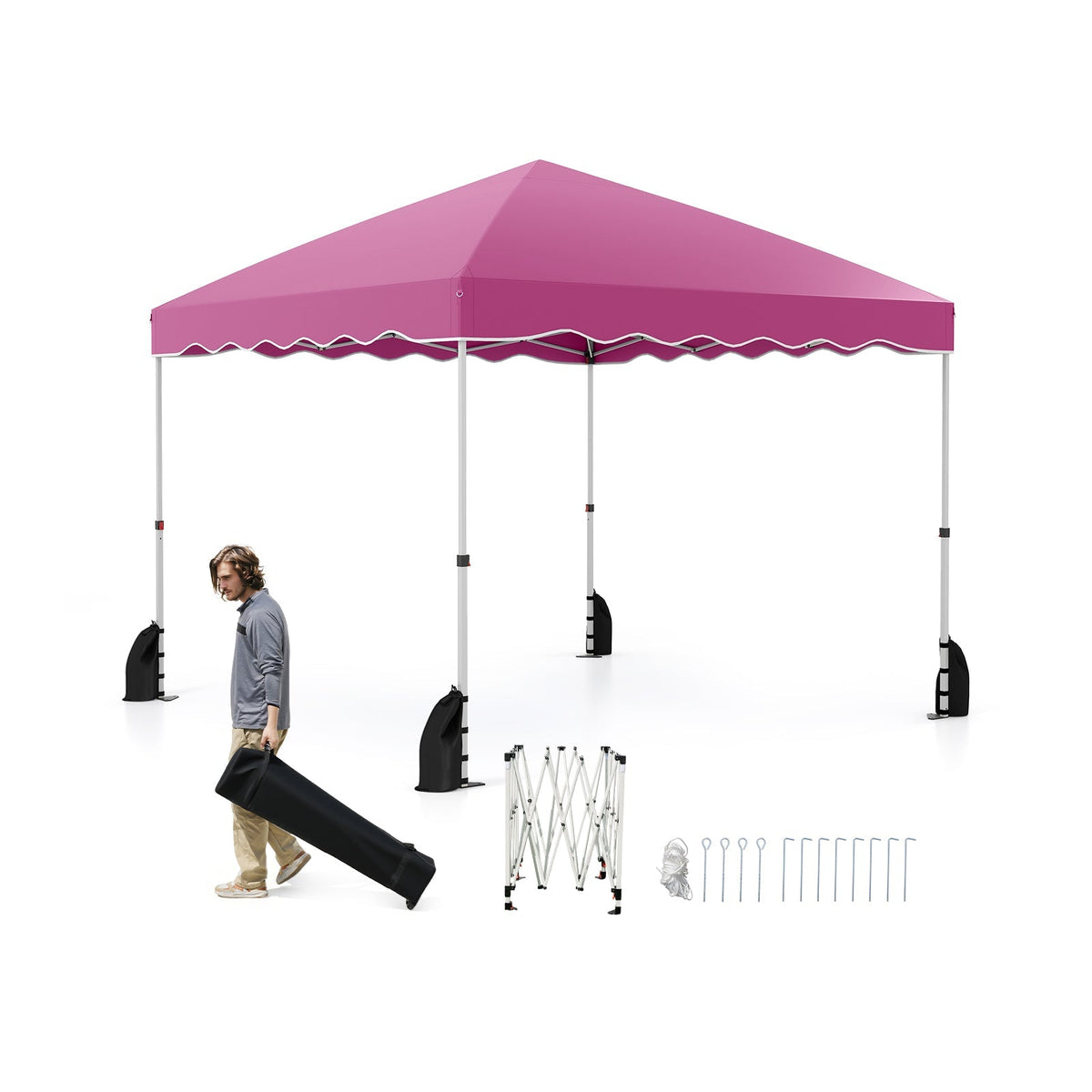 Foldable 10 X 10 Feet Pop up Canopy Tent with Wheeled Bag