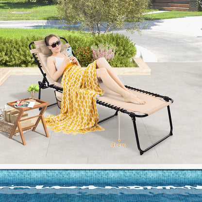Foldable Recline Lounge Chair with Adjustable Backrest and Footrest