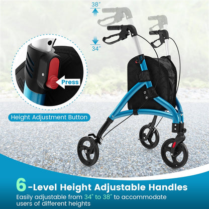 Foldable Rollator Walker with Lightweight Aluminum Frame