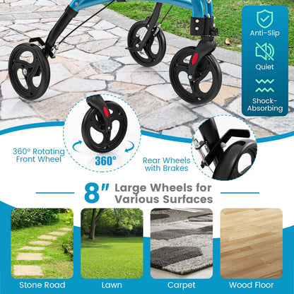 Foldable Rollator Walker with Lightweight Aluminum Frame