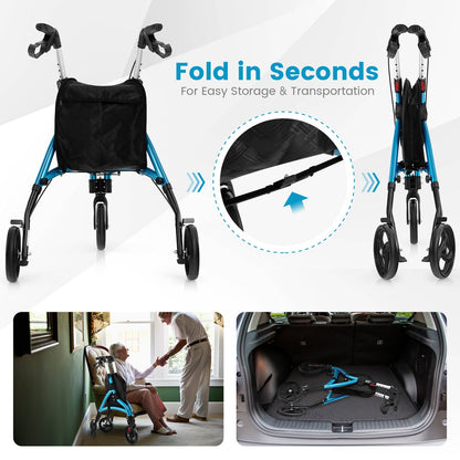 Foldable Rollator Walker with Lightweight Aluminum Frame
